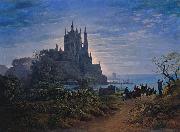 Karl friedrich schinkel Gothic Church on a Rock by the Sea Spain oil painting artist